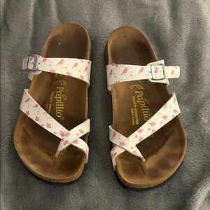 Papillio tabora Sandals - White with Pink Bird Design size 39/250